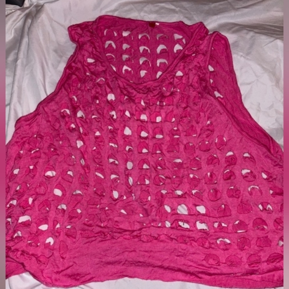 Women's Hot Pink Cutout Tank Top